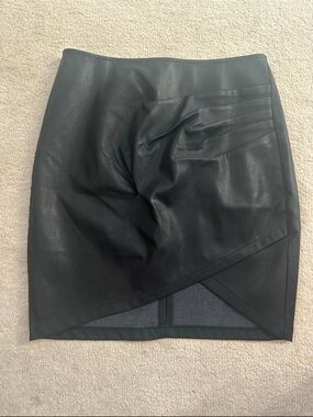 Vici Black Faux Leather Asymmetrical Pencil Skirt